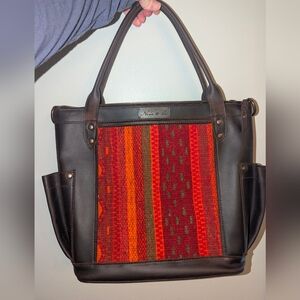 Brown and Multicolor Tote Bag